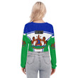 Africa Zone Clothing - Lesotho Active Flag Women's V-neck Lapel Long Sleeve Cropped T-shirt A35