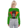 Africa Zone Clothing - Zambia Active Flag Women's V-neck Lapel Long Sleeve Cropped T-shirt A35