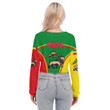 Africa Zone Clothing - Ethiopia Lion Active Flag Women's V-neck Lapel Long Sleeve Cropped T-shirt A35
