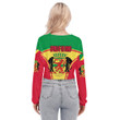 Africa Zone Clothing - Republic of the Congo Active Flag Women's V-neck Lapel Long Sleeve Cropped T-shirt A35