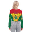 Africa Zone Clothing - Ghana Active Flag Women's V-neck Lapel Long Sleeve Cropped T-shirt A35