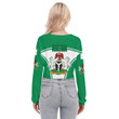 Africa Zone Clothing - Nigeria Active Flag Women's V-neck Lapel Long Sleeve Cropped T-shirt A35