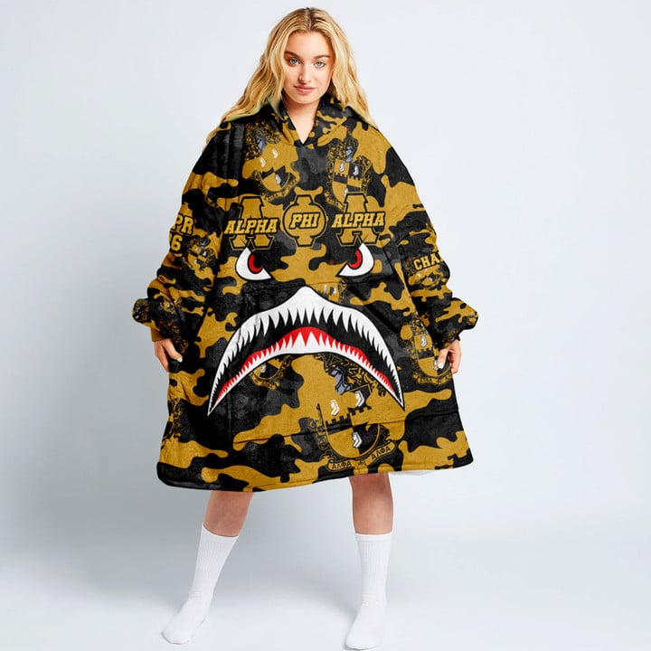 Africazone Clothing - Alpha Phi Alpha Full Camo Shark Oodie Blanket Hoodie A7 | Africazone