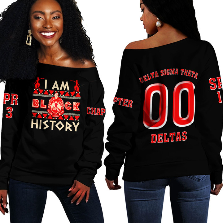 Africazone Clothing - Delta Sigma Theta Black History Off Shoulder Sweaters A7 | Africazone