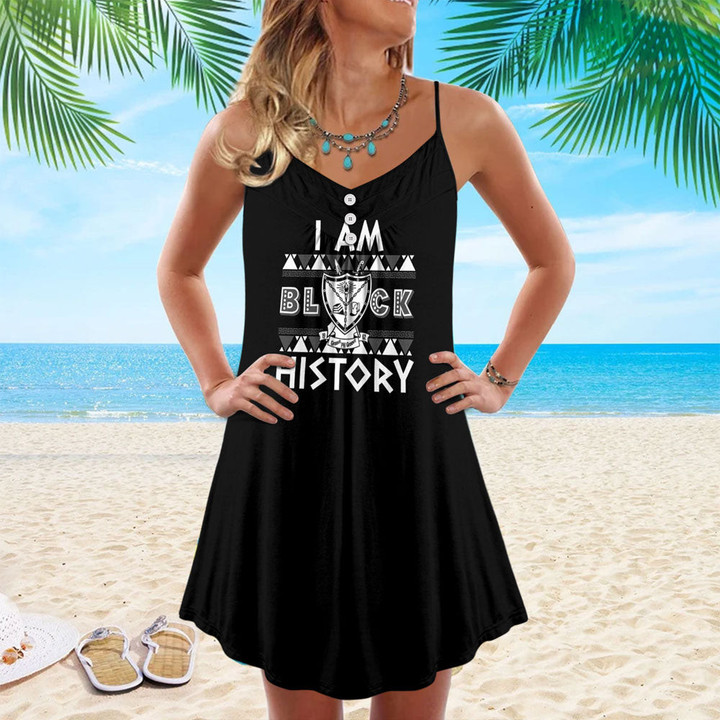 Africazone Clothing - Groove Phi Groove Black History Strap Summer Dress A7 | Africazone