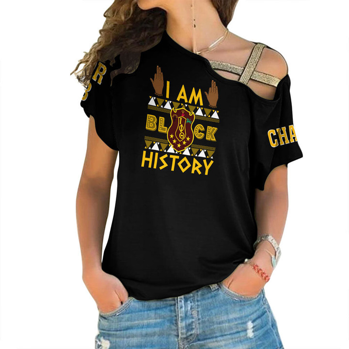 Africazone Clothing - Iota Phi Theta Black History One Shoulder Shirt A7 | Africazone