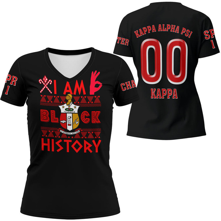 Africazone Clothing - Kappa Alpha Psi Black History V-neck T-shirt A7 | Africazone