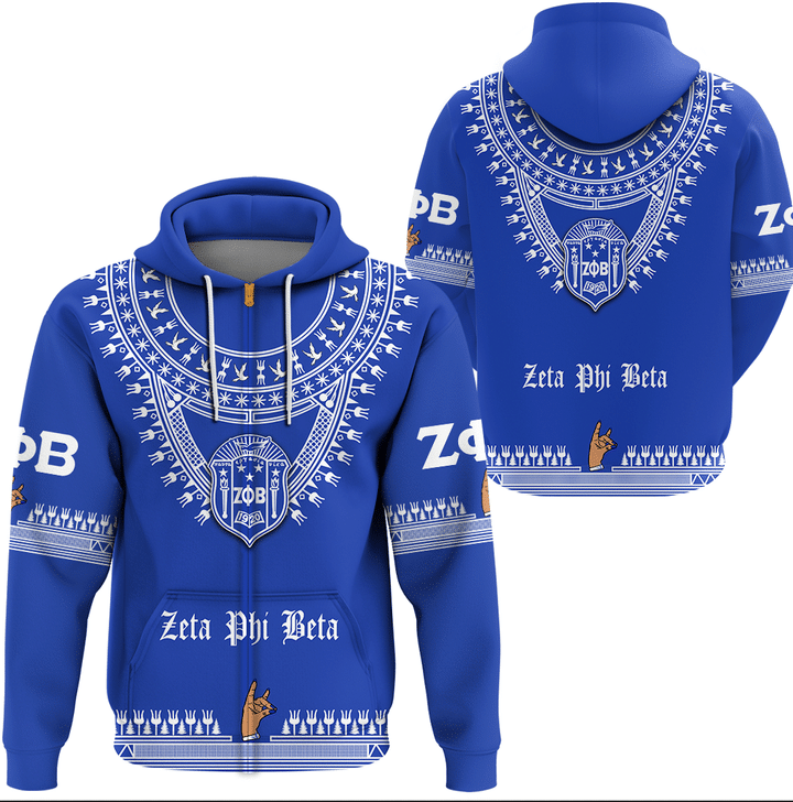 Africa Zone Clothing - Zeta Phi Beta Sorority Dashiki Hoodie A31