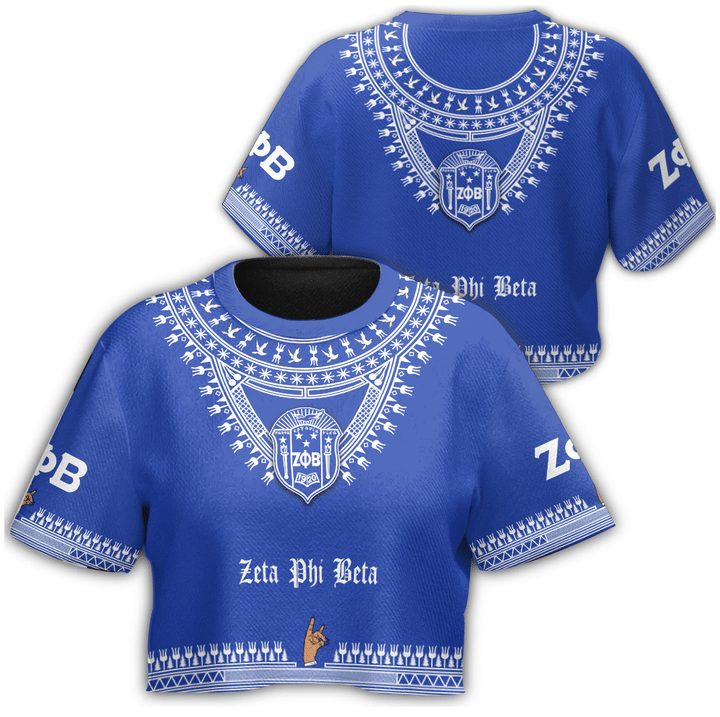 Africa Zone Clothing - Zeta Phi Beta Sorority Dashiki Croptop T-shirt A31