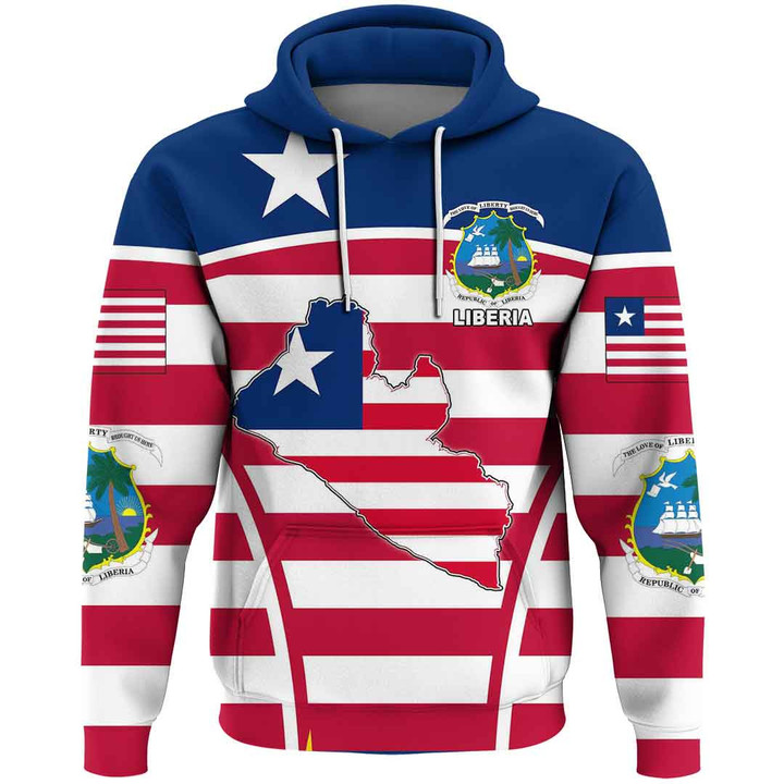 Africa Zone Clothing - Liberia Active Flag Hoodie A35