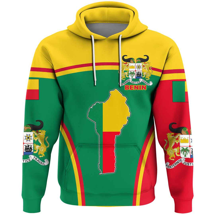 Africa Zone Clothing - Benin Active Flag Hoodie A35