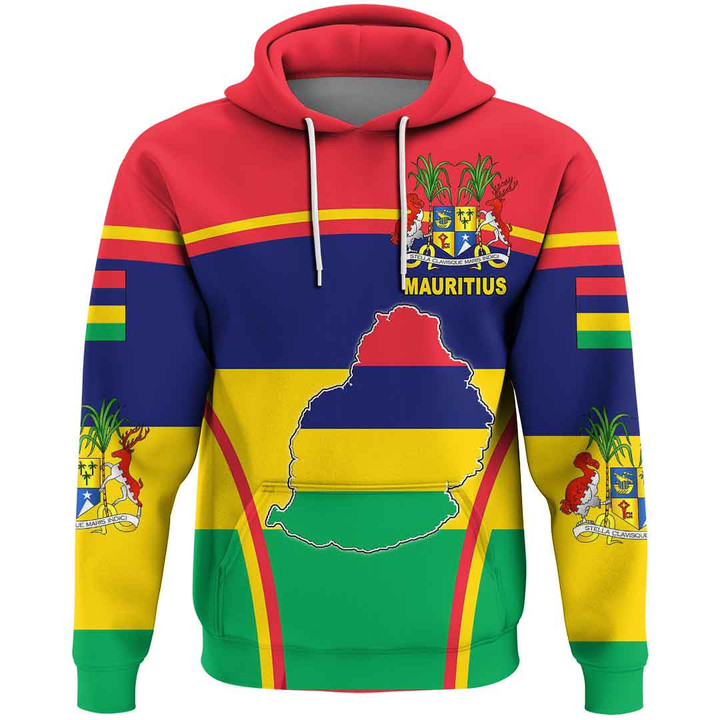 Africa Zone Clothing - Mauritius Active Flag Hoodie A35