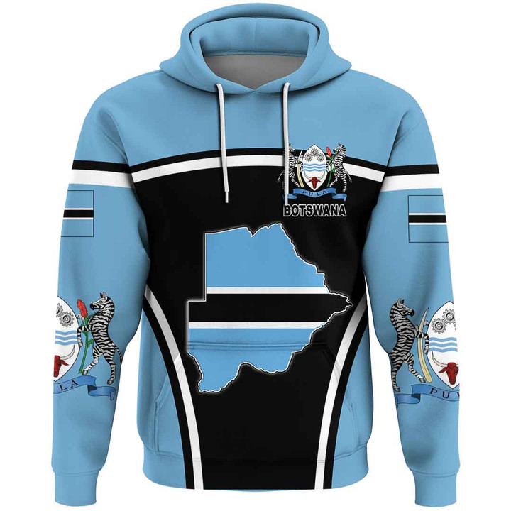 Africa Zone Clothing - Botswana Active Flag Hoodie A35
