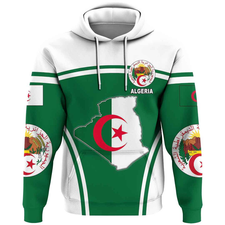 Africa Zone Clothing - Algeria Active Flag Hoodie A35