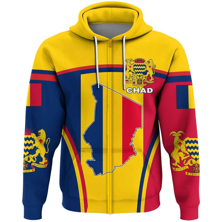 Africa Zone Clothing - Chad Active Flag Zip Hoodie A35
