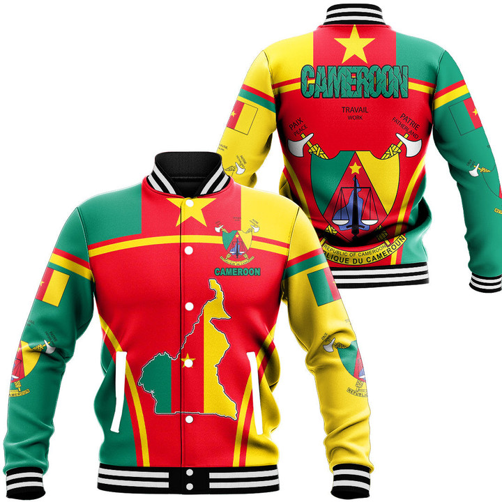Africa Zone Clothing - Cameroon Active Flag Baseball Jacket A35