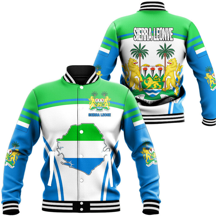 Africa Zone Clothing - Sierra Leone Active Flag Baseball Jacket A35