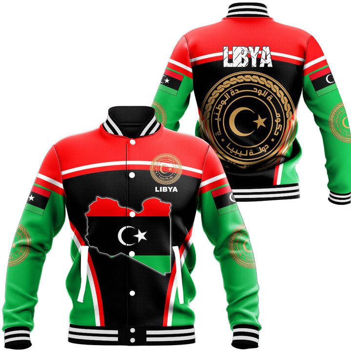 Africa Zone Clothing - Libya Active Flag Baseball Jacket A35