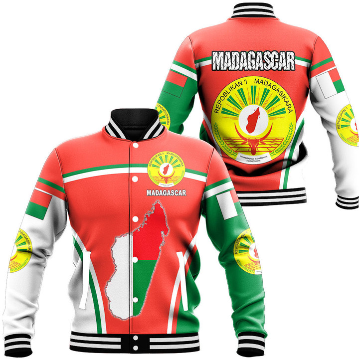 Africa Zone Clothing - Madagascar Active Flag Baseball Jacket A35