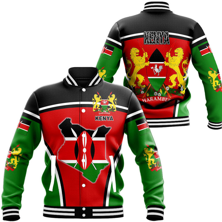 Africa Zone Clothing - Kenya Active Flag Baseball Jacket A35
