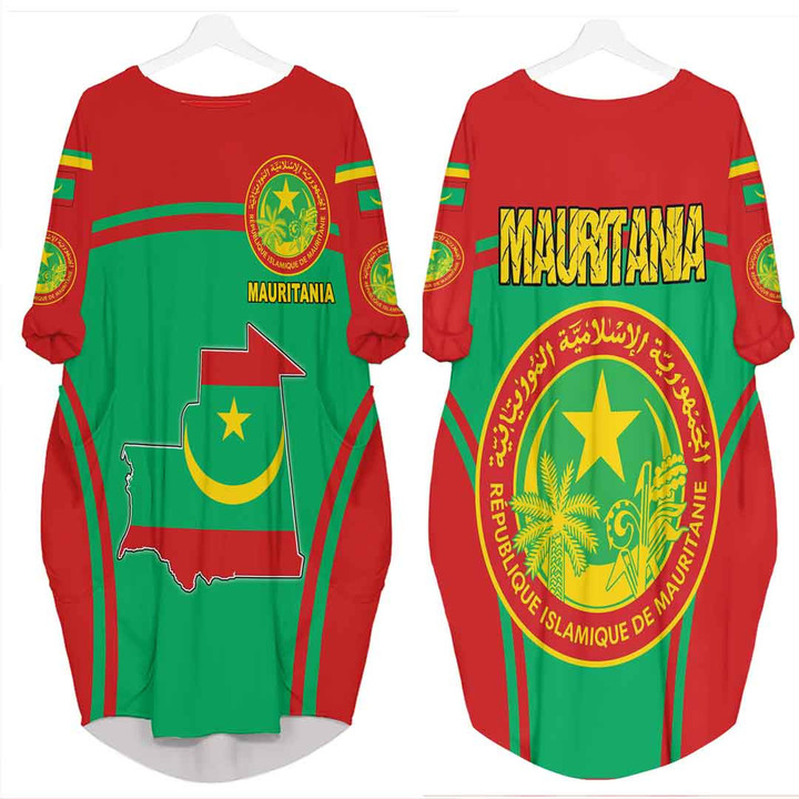 Africa Zone Clothing - Mauritania Active Flag Batwing Pocket Dress A35