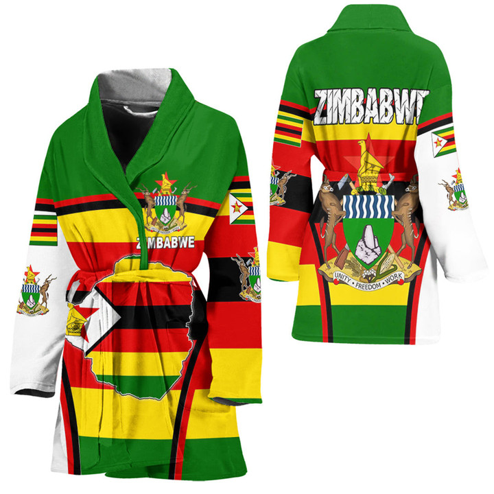 Africa Zone Clothing -Zimbabwe Active Flag Bath Robe A35