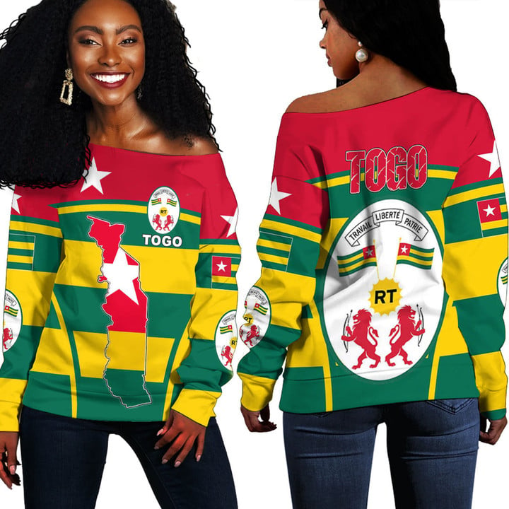 Africa Zone Clothing -  Togo Active Flag Off Shoulder Sweater A35