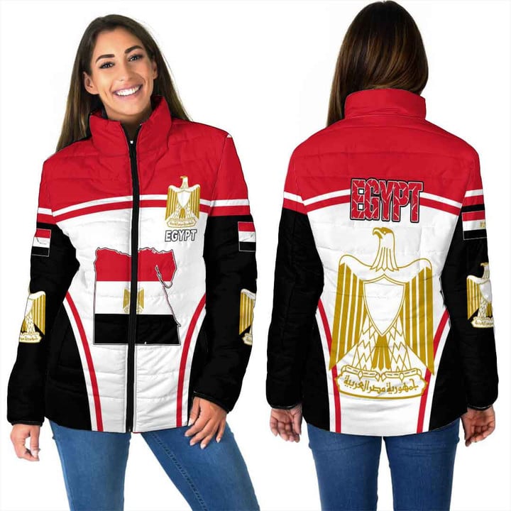 Africa Zone Clothing - Egypt Active Flag Women Padded Jacket a35