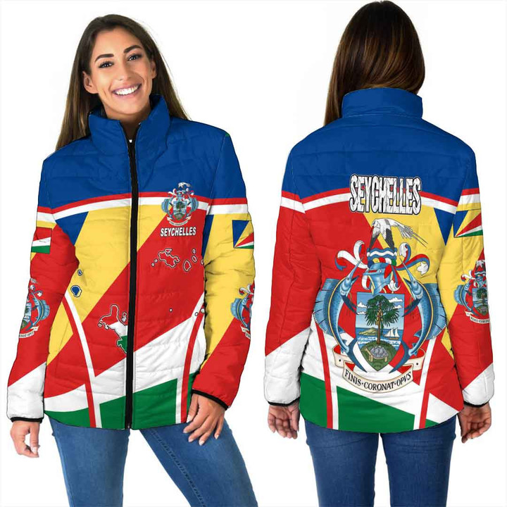 Africa Zone Clothing - Seychelles Active Flag Women Padded Jacket a35