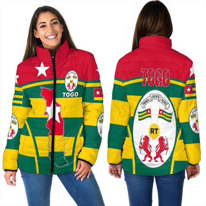 Africa Zone Clothing - Togo Active Flag Women Padded Jacket a35