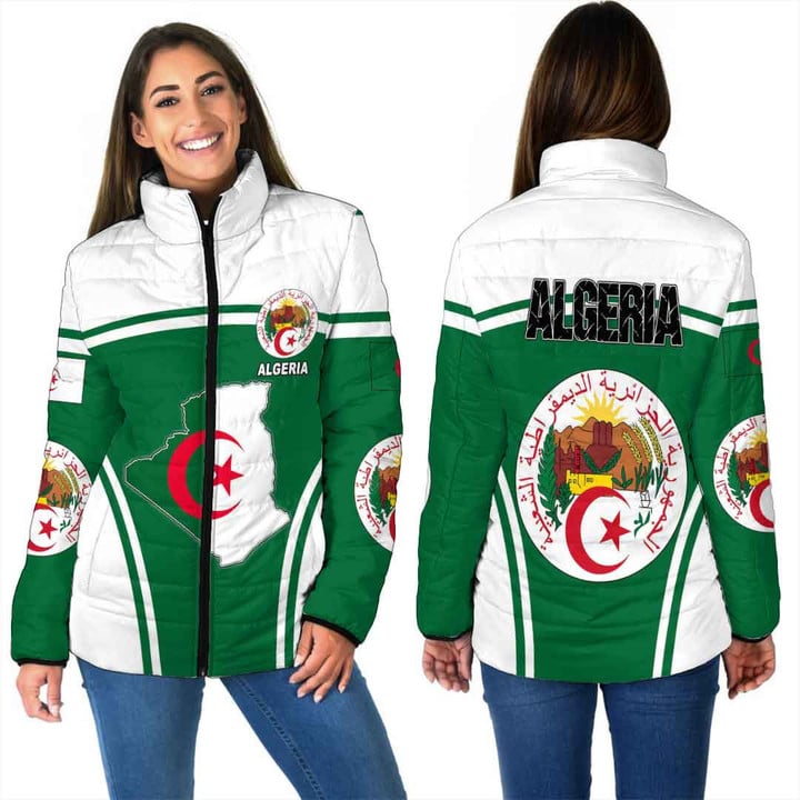 Africa Zone Clothing - Algeria Active Flag Women Padded Jacket a35