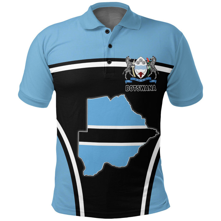 Africa Zone Clothing - Botswana Active Flag Polo Shirt A35