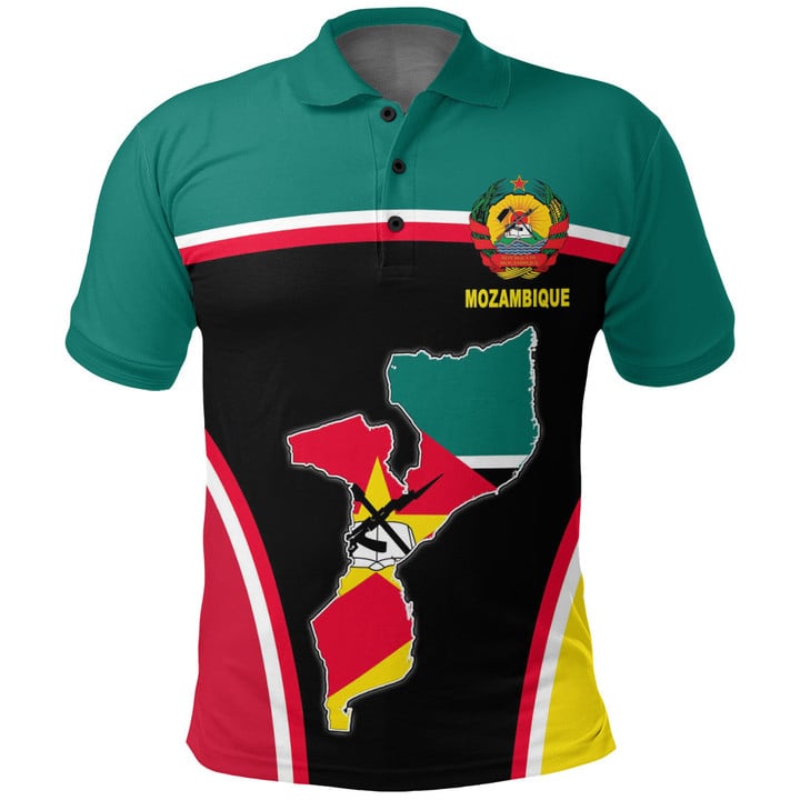 Africa Zone Clothing - Mozambique Active Flag Polo Shirt A35
