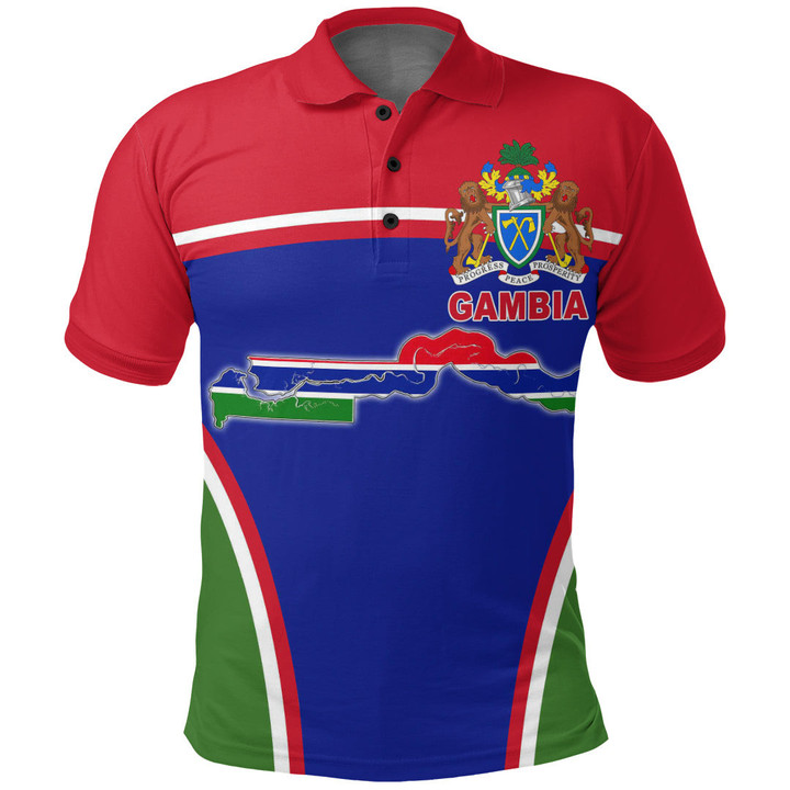 Africa Zone Clothing - Gambia Active Flag Polo Shirt A35