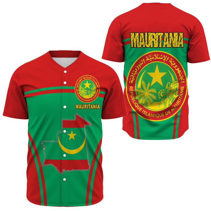 Africa Zone Clothing - Mauritania Active Flag Baseball Jersey A35