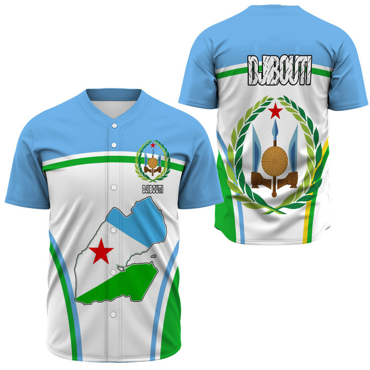 Africa Zone Clothing - Djibouti Active Flag Baseball Jersey A35