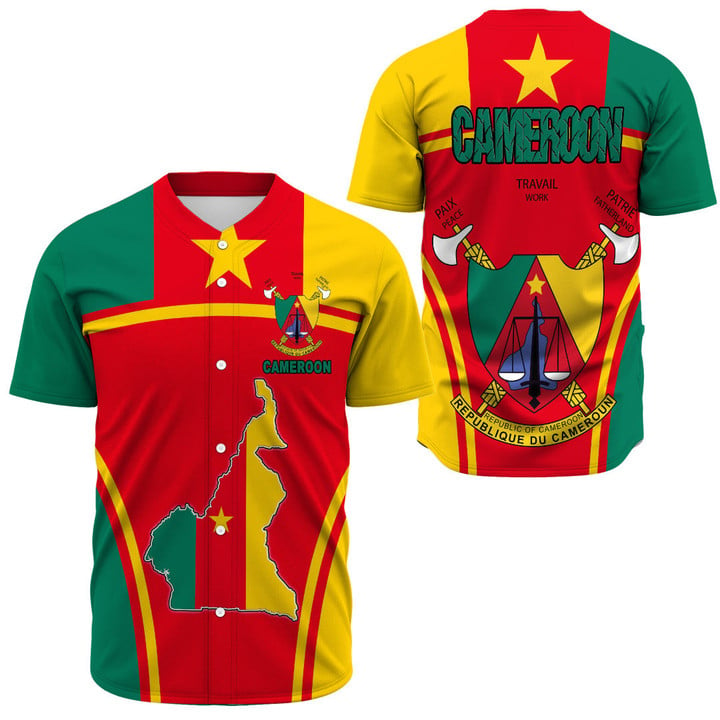 Africa Zone Clothing - Cameroon Active Flag Baseball Jersey A35