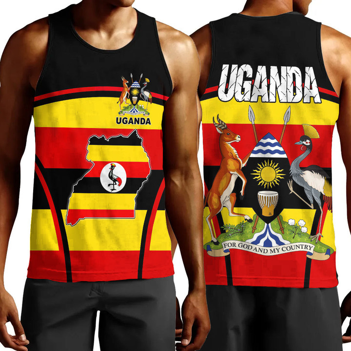 Africa Zone Clothing - Uganda Active Flag Men Tank Top A35