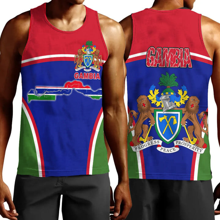 Africa Zone Clothing - Gambia Active Flag Men Tank Top A35