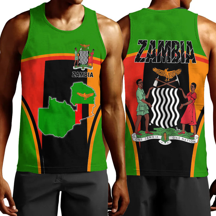 Africa Zone Clothing - Zambia Active Flag Men Tank Top A35