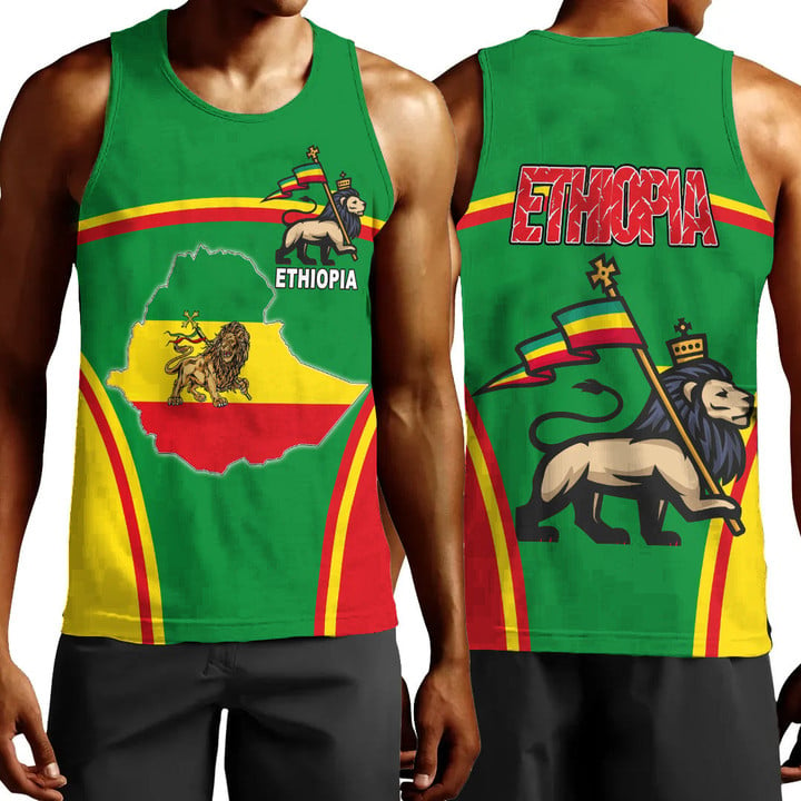 Africa Zone Clothing - Ethiopia Lion Active Flag Men Tank Top A35