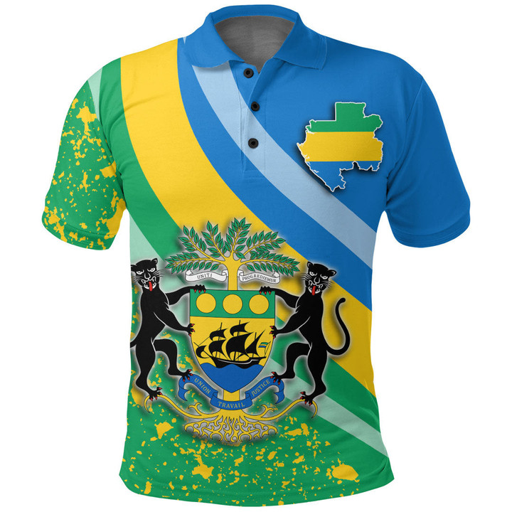 Africa Zone Clothing - Gabon Special Flag Polo Shirt A35