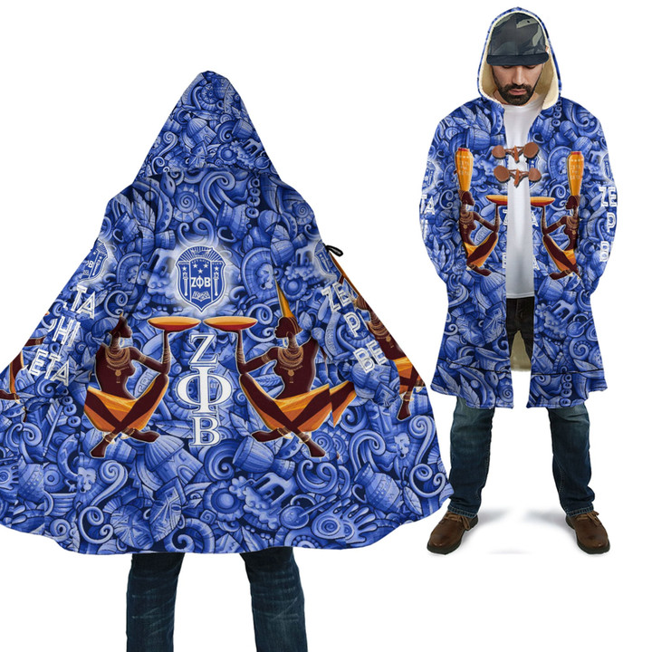 Africa Zone Clothing - Zeta Phi Beta Style Painting and Pattern Africa Cloak A35 | Africa Zone