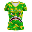 Africazone Clothing - Chi Eta Phi Full Camo Shark Rugby V-neck T-shirt A7 | Africazone