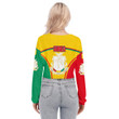 Africa Zone Clothing - Guinea Active Flag Women's V-neck Lapel Long Sleeve Cropped T-shirt A35
