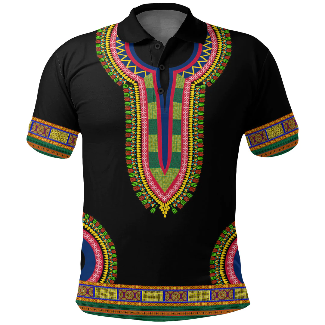 Africa Zone Clothing - Chad Dashiki Polo Shirts A95