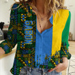 Africa Zone Clothing - Gabon Kente Pattern Women's Casual Shirt A94