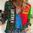 Africa Zone Clothing - Eritrea Kente Pattern Women's Casual Shirt A94