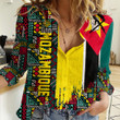 Africa Zone Clothing - Mozambique Kente Pattern Women's Casual Shirt A94