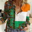 Africa Zone Clothing - Ivory Coast Kente Pattern Women's Casual Shirt A94